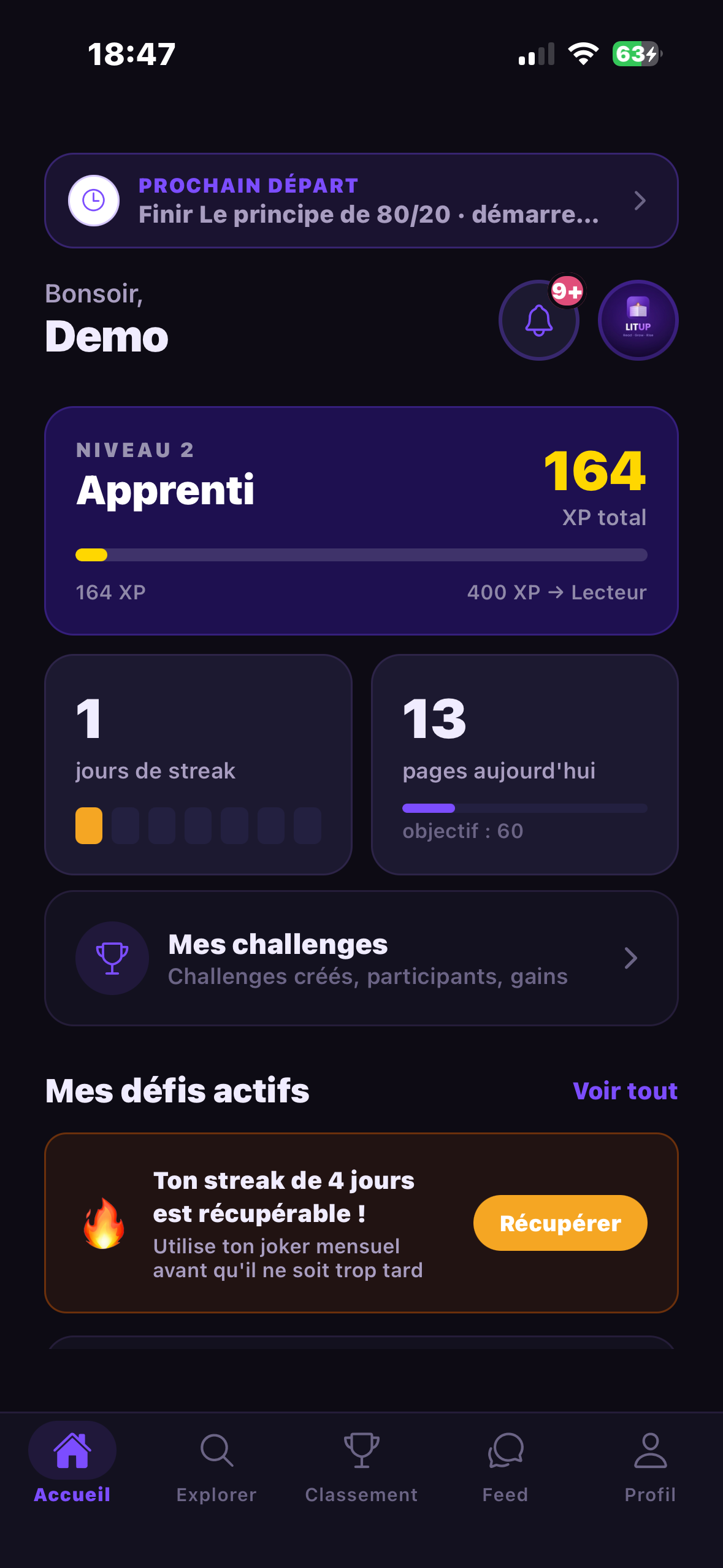LITUP App — Accueil